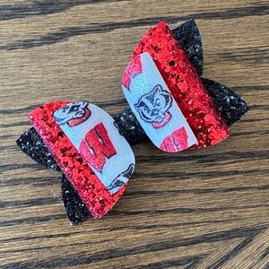 Red & Black Glitter Bow Hair Clip - Kids Accessories
